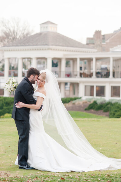 Bride and groom at Washington Golf and Country Club luxury Washington DC wedding