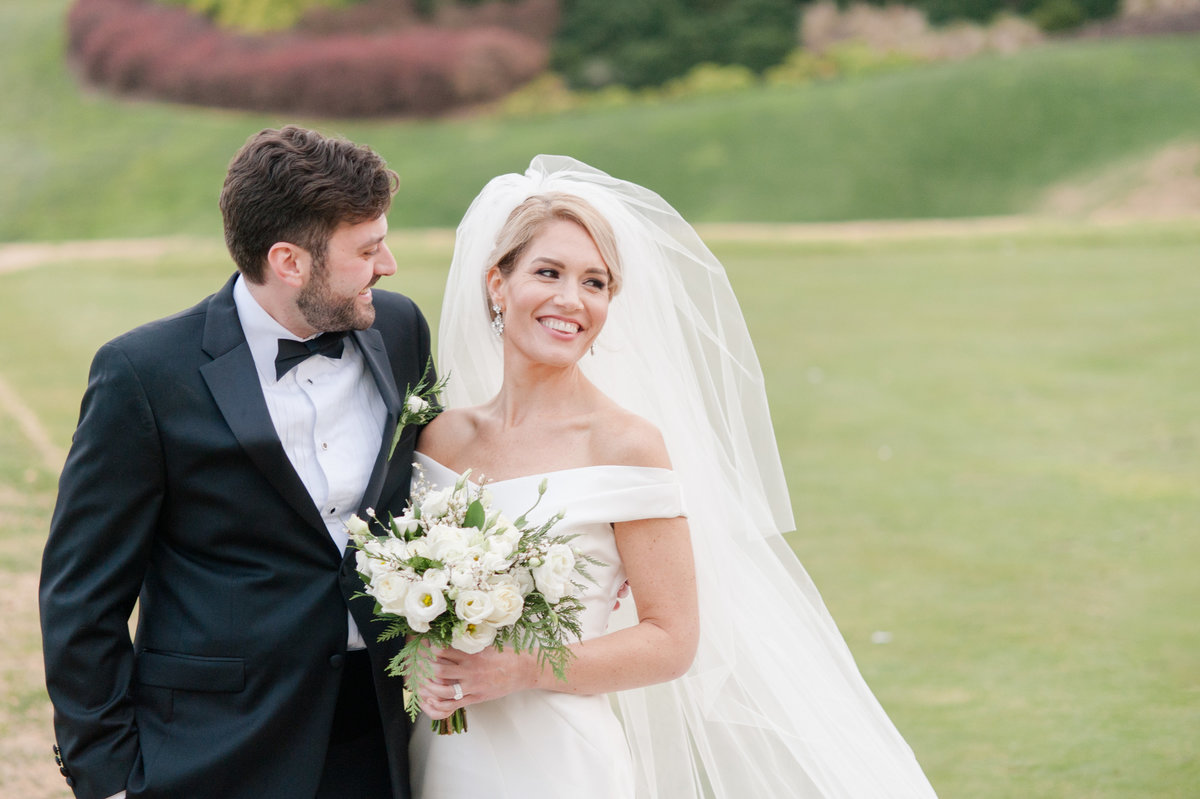 Bride and groom at Washington Golf and Country Club luxury Washington DC wedding