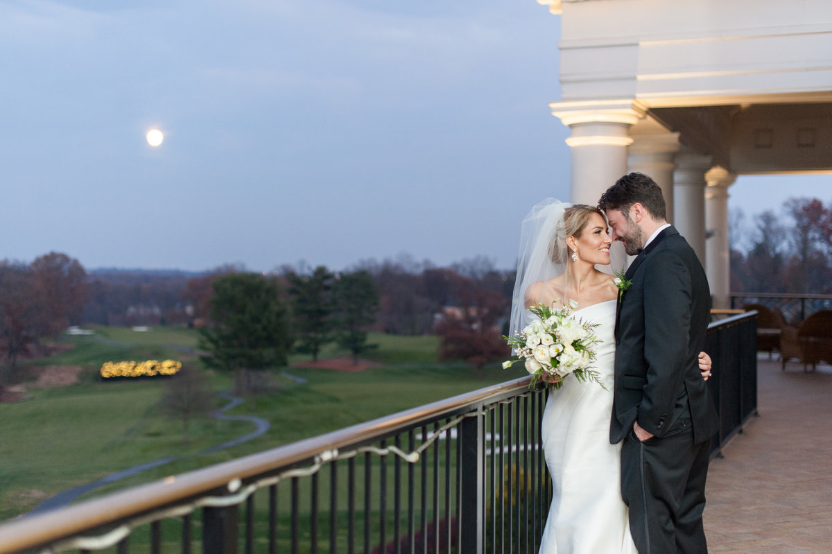 Bride and groom at Washington Golf and Country Club luxury Washington DC wedding