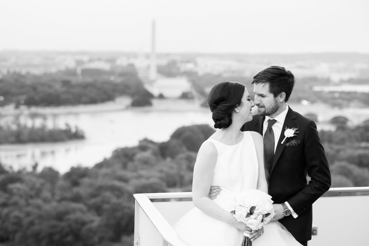 Bride and Groom at Top of the Town Wedding Day