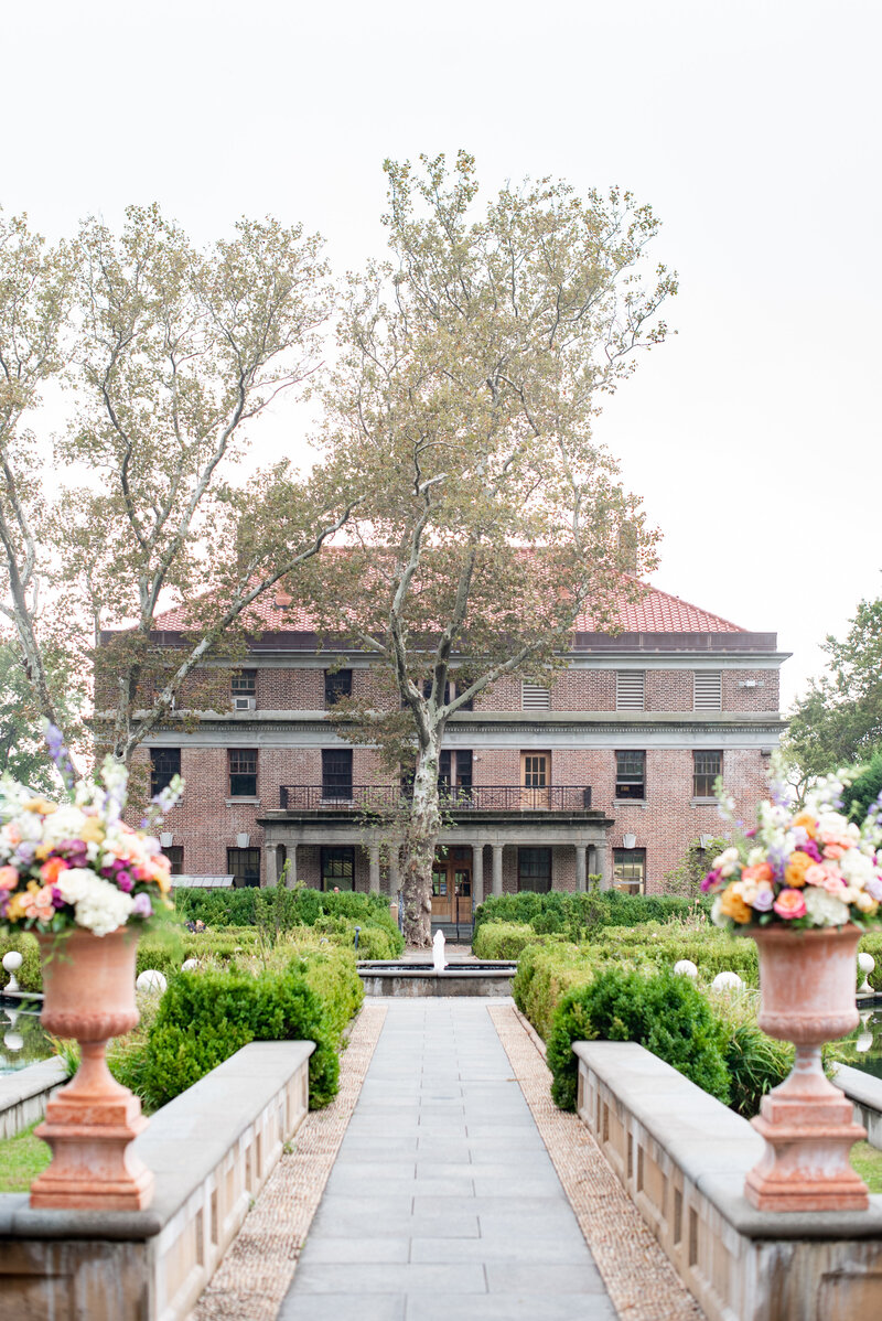 Bride and groom on Snug Harbor wedding day during New York City wedding