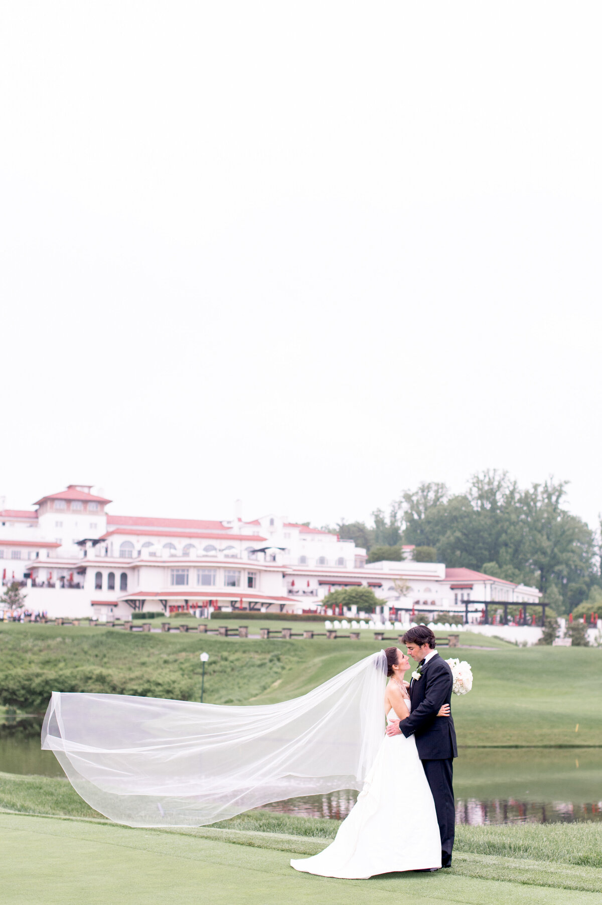 Bride and groom at Congressional Country Club wedding day for iconic Washington DC wedding celebration