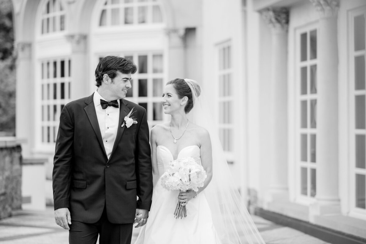 Bride and groom at Congressional Country Club wedding day for iconic Washington DC wedding celebration