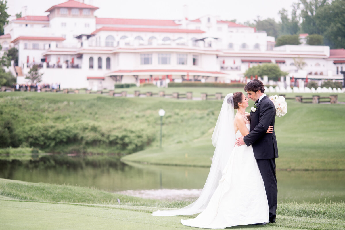 Bride and groom at Congressional Country Club wedding day for iconic Washington DC wedding celebration