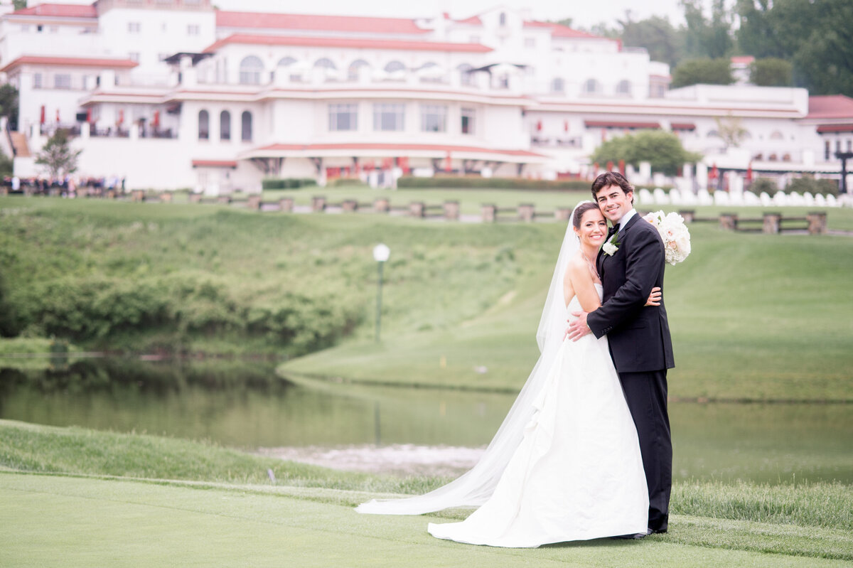 Bride and groom at Congressional Country Club wedding day for iconic Washington DC wedding celebration