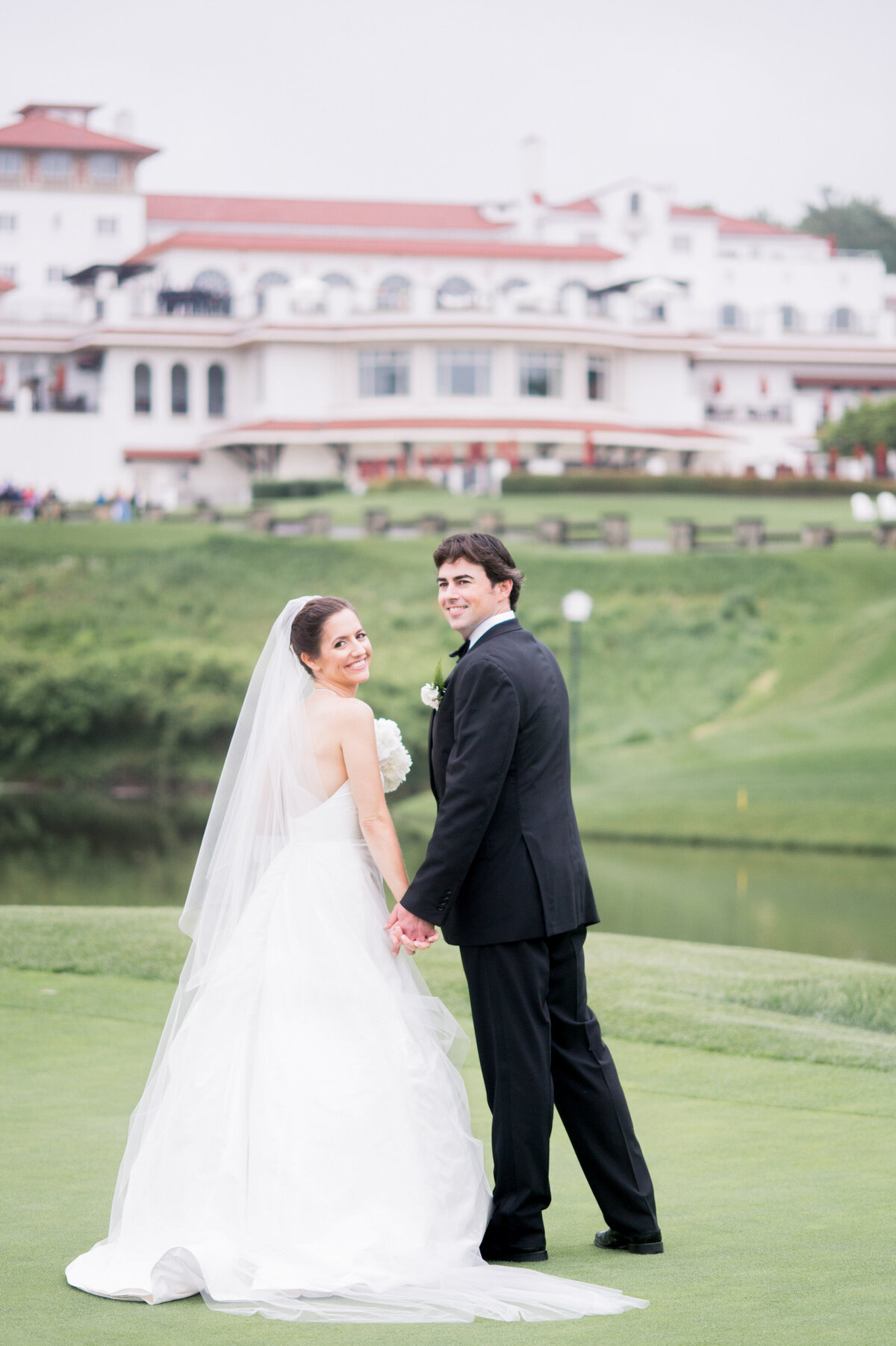 Bride and groom at Congressional Country Club wedding day for iconic Washington DC wedding celebration