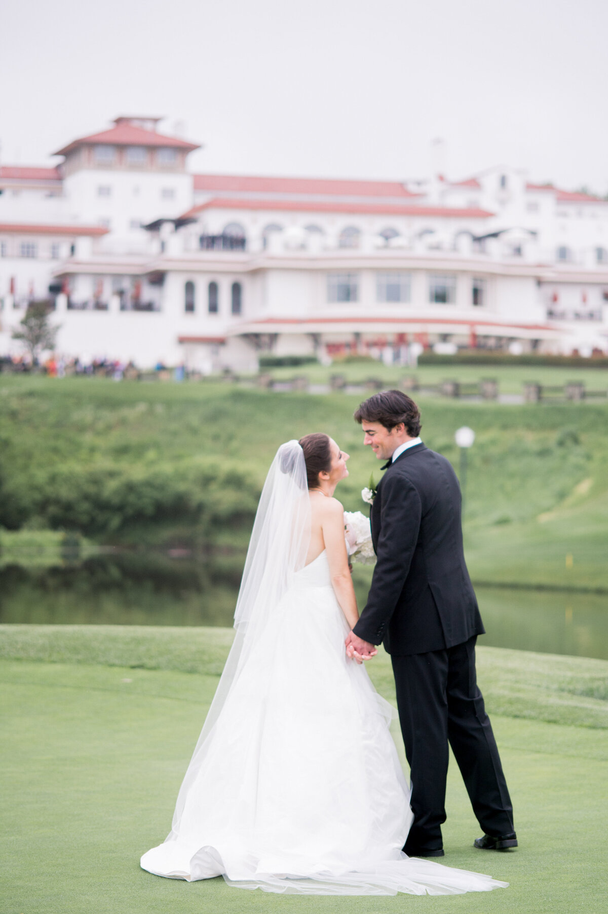 Bride and groom at Congressional Country Club wedding day for iconic Washington DC wedding celebration