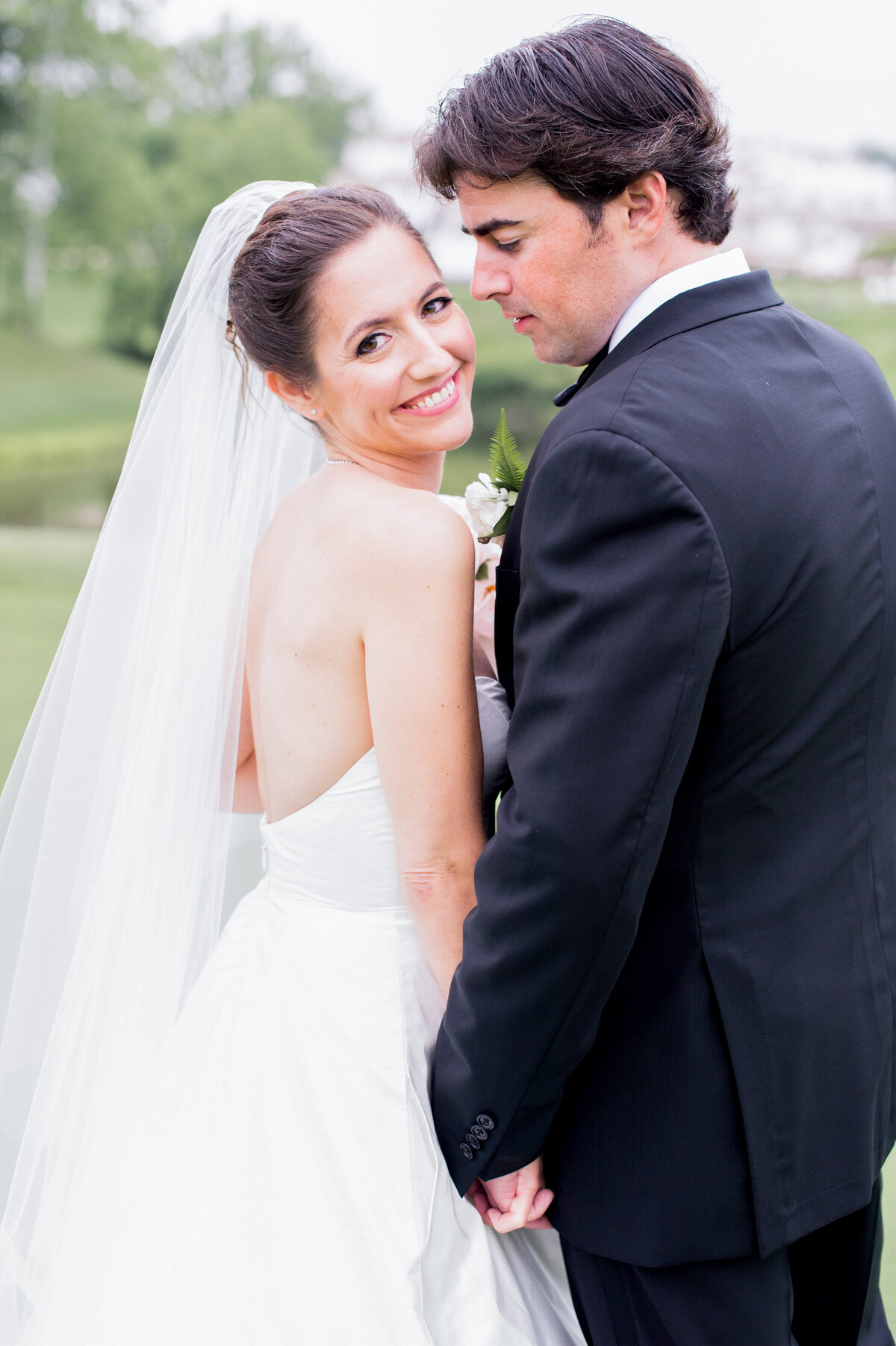 Bride and groom at Congressional Country Club wedding day for iconic Washington DC wedding celebration