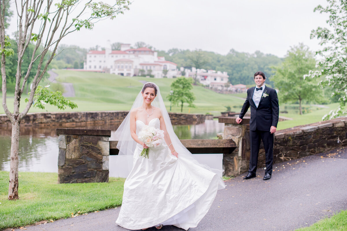 Bride and groom at Congressional Country Club wedding day for iconic Washington DC wedding celebration