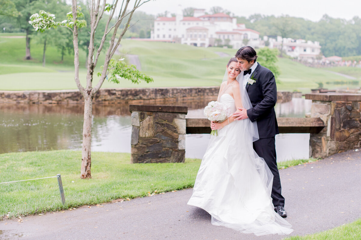 Bride and groom at Congressional Country Club wedding day for iconic Washington DC wedding celebration