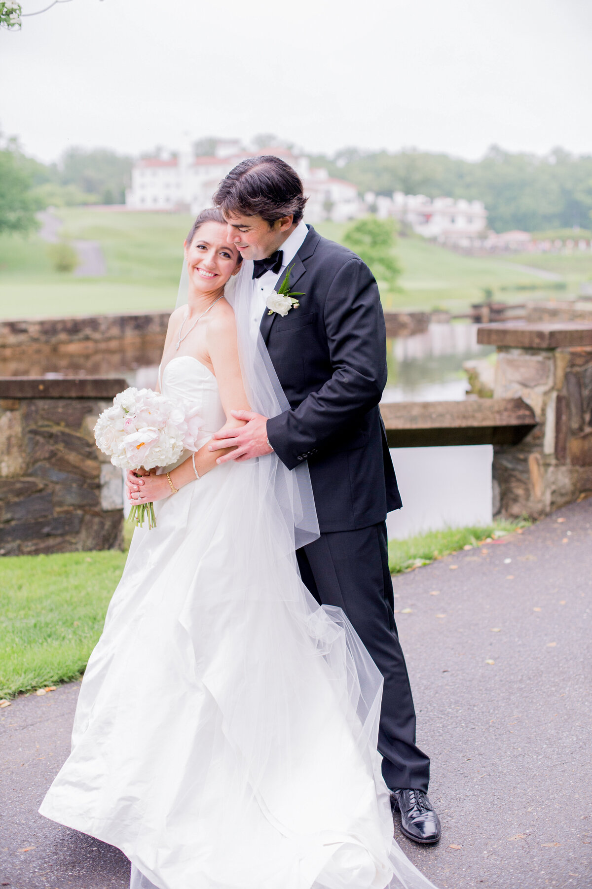 Bride and groom at Congressional Country Club wedding day for iconic Washington DC wedding celebration