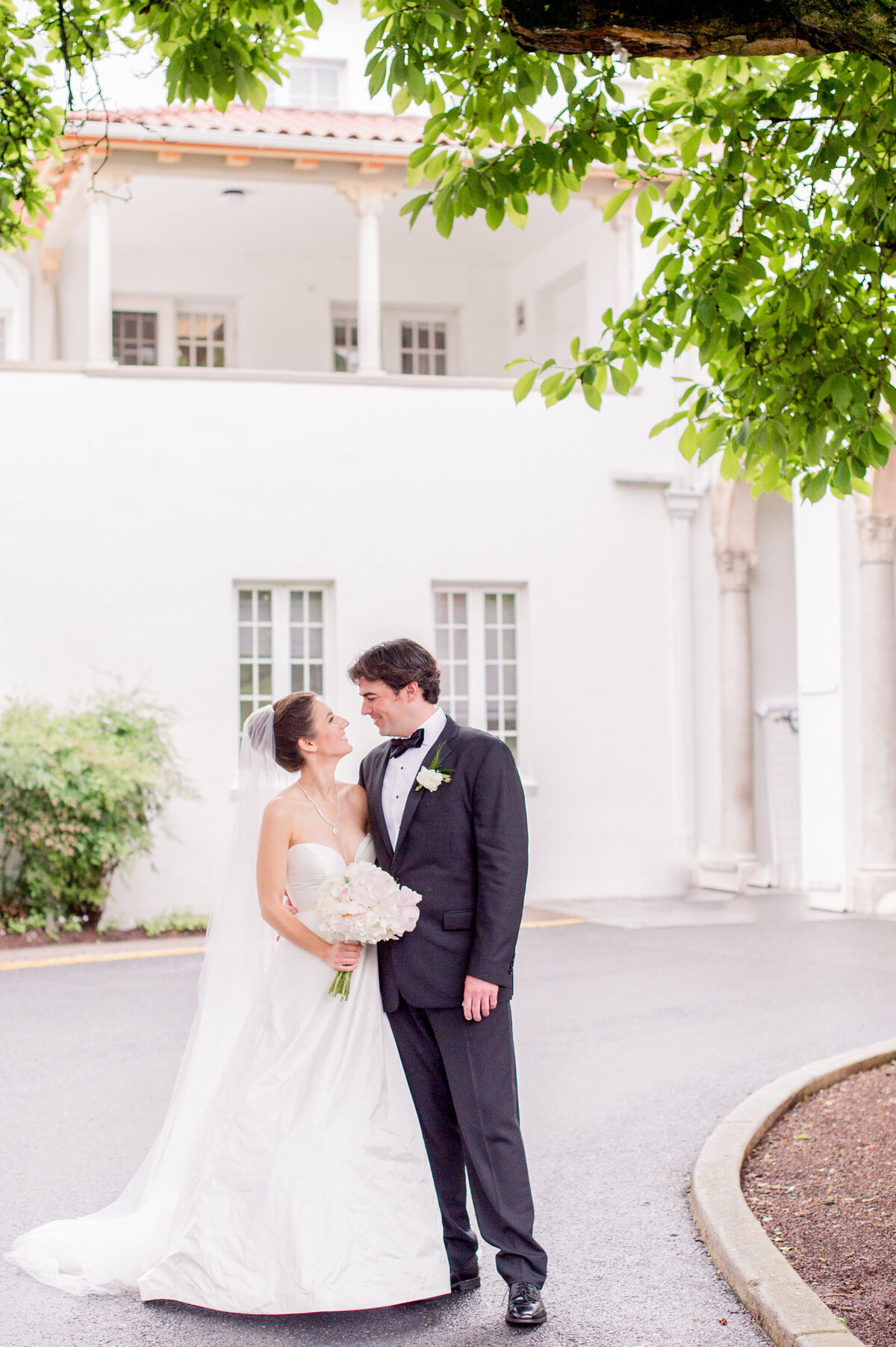 Bride and groom at Congressional Country Club wedding day for iconic Washington DC wedding celebration