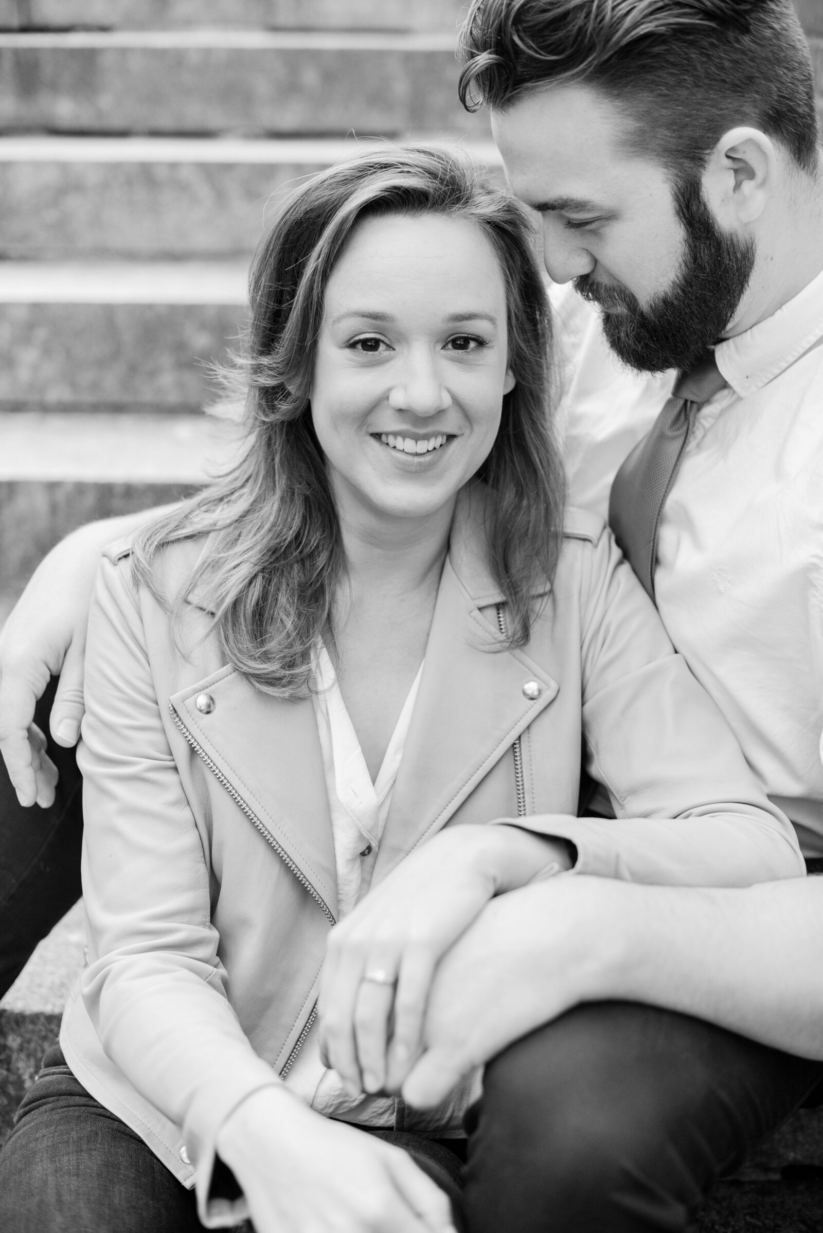 Engaged couple in Central Park engagement photos