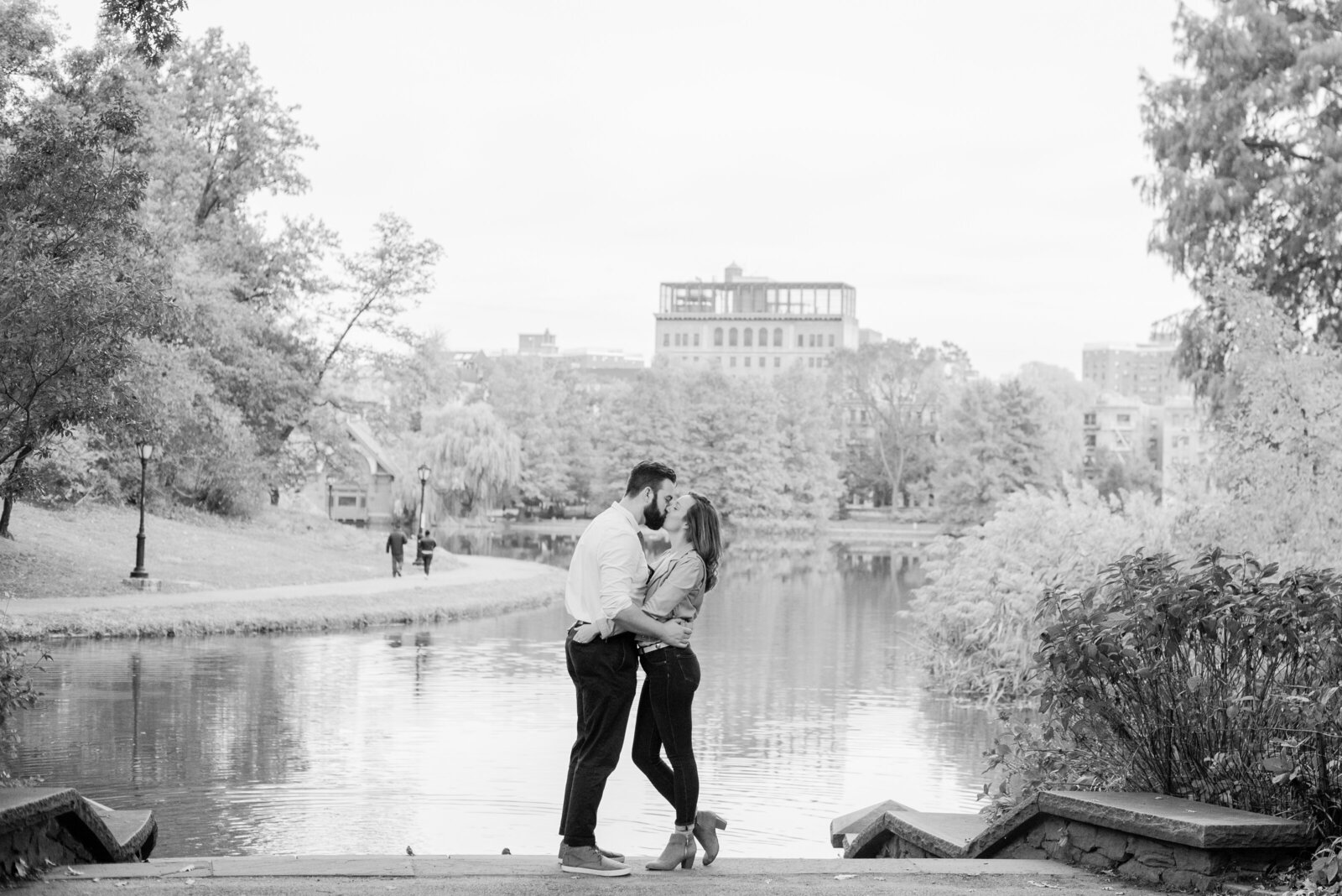 Engaged couple in Central Park engagement photos