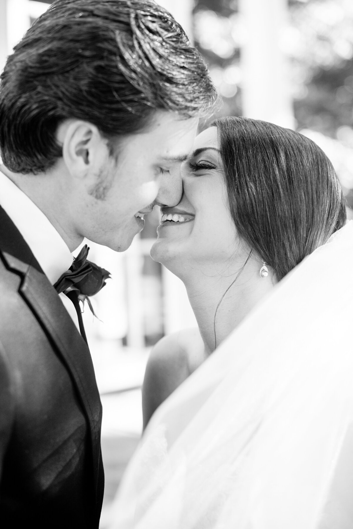 Bride and groom happy during black tie luxury Richmond Virginia wedding day