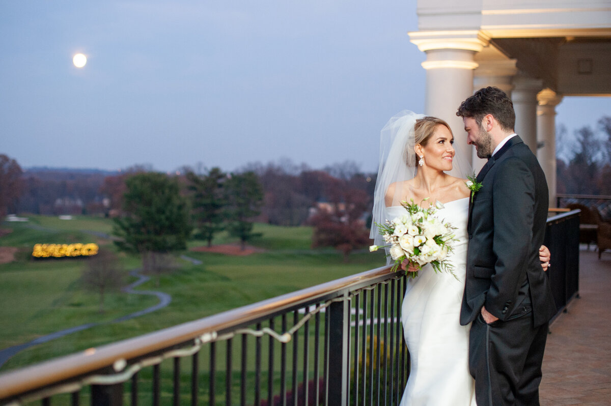 Bride and groom at Washington Golf and Country Club luxury Washington DC wedding