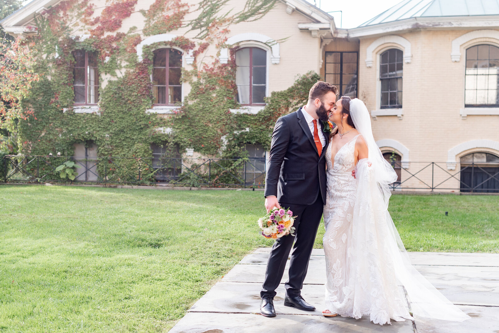 Bride and groom at Snug Harbor wedding during New York City Wedding Day