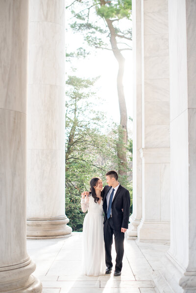 engaged couple at Cherry Blossom Washington DC engagement session